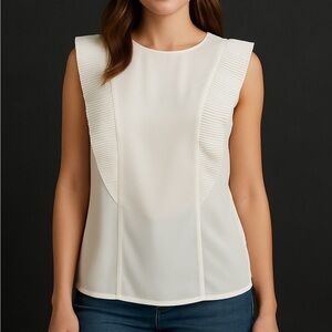 Banana Republic Ivory Ruffle Trim Blouse